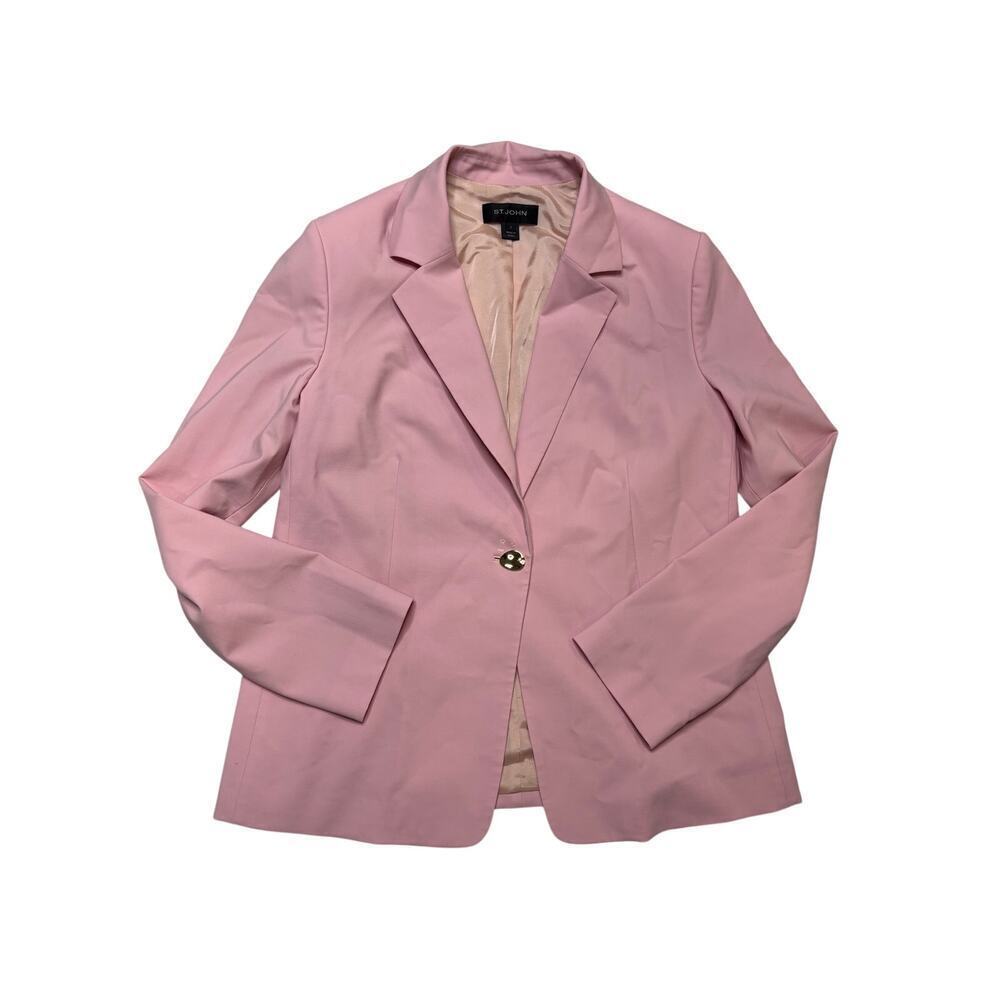 St. John Blush Pink Wool Blend Tailored Blazer SZ 8
